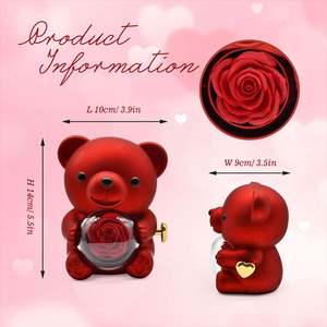 กล่องหมีกุหลาบหมุนได้ ของขวัญวันวาเลนไทน์ คุณภาพสูง ราคาโรงงานจีน ขายส่ง - Product Image 3