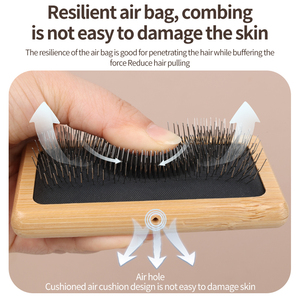 Brosse à poils pour chien et chat avec manche en bois de bambou Brosse pour produits de nettoyage et de toilettage pour animaux de compagnie - Product Image 6