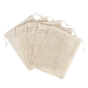 100% Eco Simple Ecology Zero Waste Bolsa de productos de malla de algodón lavable y reutilizable para bolsas de compras de verduras y frutas - Product Image 2