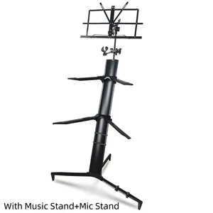 Wholesale Aluminium Double Music Keyboard Stand Universal Dvanced Electronic Piano Stand With Microphone Stand