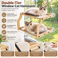 Perchoir pour chat en bois à double niveau avec hamacs en maille et fixation par ventouses, conception personnalisée OEM ODM