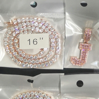 Nuevo Collar con Colgante de Letra Baguette en Oro Rosa, Plata y Rosa, Colgante con Inicial en Color Dorado, Joyería UWIN