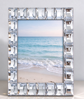 Cadre photo en verre miroir orné de cristaux, design rectangulaire moderne et simple, cadre décoratif en diamant pour table ou mur
