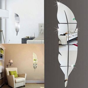 Pegatina de Pared 3D con Diseño de Plumas, Espejo, Vinilo Decorativo para Sala de Estar, Decoración del Hogar, Adhesivo Acrílico, Mural, Papel Tapiz - Product Image 4