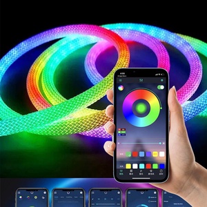 360 °   Tira de Luz LED de Neón Flexible, Redonda y Tejida, de Bajo Voltaje, RGBIC, Decorativa, con Control por Voz y Aplicación Inteligente - Product Image 4