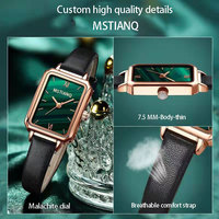 Jam Tangan Wanita Mewah Otomatis Penuh, Kulit Hijau Kecil, Gaya Fashion Populer, Quartz
