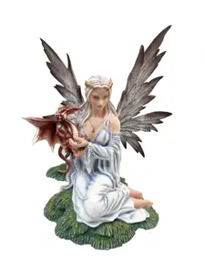 Oem figurine fée en poly résine avec loup fée avec dragon décoration fée en résine ornement