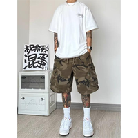 Shorts en jean cargo camouflage vintage personnalisés ZY pour hommes, logo personnalisé, shorts en jean amples décontractés, coupe ample, jorts pour hommes