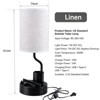 Lampe de table moderne à LED USB Type C avec prise intégrée, idéale pour chambre à coucher et hôtel – Nouveauté tendance