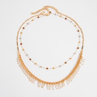 Colliers superposés bohèmes en verre goutte d'eau avec pampilles pour femmes, élégants, pour soirée, colliers ras-du-cou empilables, accessoires de bijoux, cadeaux