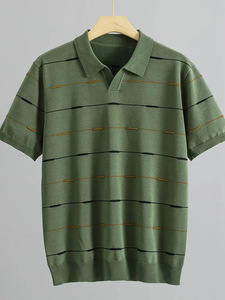 Suéteres de Punto de Manga Corta de Alta Calidad con Cuello Polo, Ropa Básica Diaria para Hombre, Camiseta de Hombre Estilo Old Money - Product Image 5