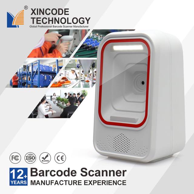Xincode Fast 2D Omnidirectional Barcode Scanner Wireless BT 2.4G 2in1 Desktop QR Bar Code Scanner Reader for Supermarket Price