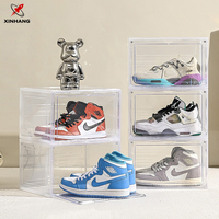 Boîte de rangement pour chaussures en plastique Xinhang, vente chaude, empilable, noire/blanche, transparente, avec aimant