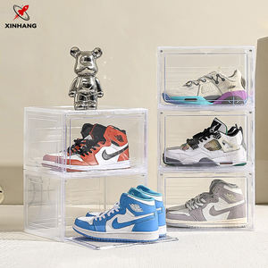Xinhang fabrication Offre Spéciale étui à chaussures en plastique boîte de rangement empilable noir/blanc boîtes à chaussures transparentes boîte à chaussures avec aimant - Product Image 4