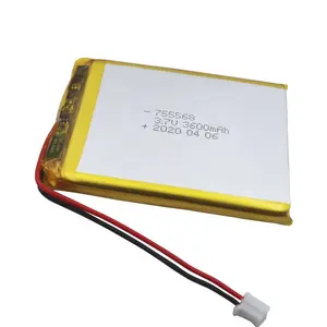 Lipo 755568 3600mah 3500mahリチウムポリマーイオン電池3.7vリチウム電池