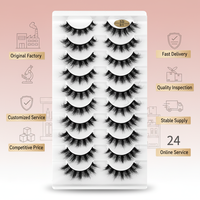Cils personnalisés avec logo, effet bouclé et volumineux, longueur 15 mm, lot de 10 paires, faux cils en vison synthétique, boucles naturelles