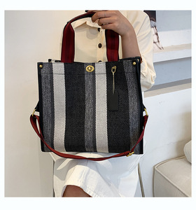 Borsa Tote in Tela alla Moda 20223 di Marche Famose, Semplice Borsa Casual in Cotone a Righe per Donna, Borsa a Tracolla - Product Image 6