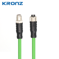 Connecteur Ethernet/IP blindé KRONZ M12 X-Code 8 broches Cat6A IP67 en PVC vert pour câble de chaîne porte-câbles pour l'automatisation industrielle