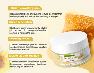 Masque facial de nuit à la texture de pudding d'argile éclaircissante au miel, marque privée, vitamine E, hyaluronate, <span class=keywords><strong>propolis</strong></span>, boue, soin réparateur - Product Image 3