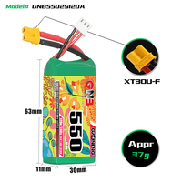 GAONENG GNB 550mAh 2S 7.4V 120C Dengan XT30 Paket Baterai LiPo Kinerja Tinggi RC Hobi Lithium Polymer Soft Pack Balap FPV Drone