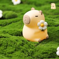Veilleuse pour bébé en silicone souple, rechargeable par USB, avec capybara fleuri mignon, capteur tactile RGB, intensité réglable