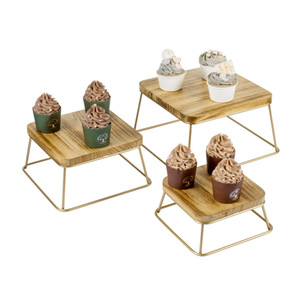 Exhibidor de Postres de Madera, Cuadrado, Color Quemado, Duradero, Decoraciones para Mesa de Boda o Fiesta - Product Image 5