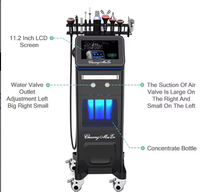 Appareil de beauté 11 en 1 pour le peeling au diamant, le jet d'eau oxygénée, le peeling aqua facial, la microdermabrasion hydro-cristalline