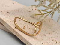 Bague double asymétrique en métal style punk, ligne irrégulière, ajustable, design sculptural
