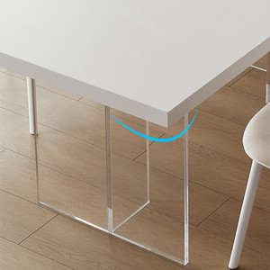 Modern Minimalist <b>White</b> Rectangular Dining <b>Table</b> Acrylic Legs Stable Design For <b>Small</b> Homes And Apartments - Product Image 4