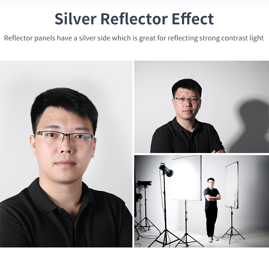 110cm 43in Scrim Large Silver Diffuser Reflector Collapsible Aluminum Alloy Frame with Angle Adjustment Handle for Photography