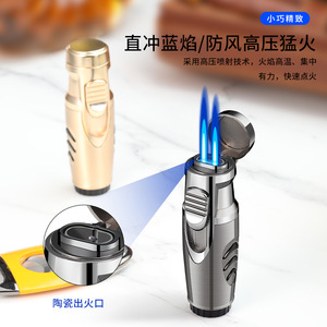 Dual Flush <b>Cigar</b> <b>Lighter</b> Metal Body Refillable Windproof Portable For Home Outdoor Use - Product Image 4