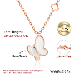 Collar con colgante fino de plata 925 impermeable chapado en oro de 18 quilates personalizable para mujer con cadena de eslabones estilo moderno - Product Image 2