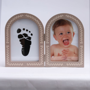 Cadre photo pliable en bois cintré pour empreintes de bébé, cadre souvenir pour empreintes de mains <span class=keywords><strong>et</strong></span> de pieds de nouveau-né, décoration de table - Product Image 3