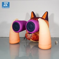 Modèle de chat gonflable tenant un télescope mascotte de chat dessin animé publicité personnalisée gonflable