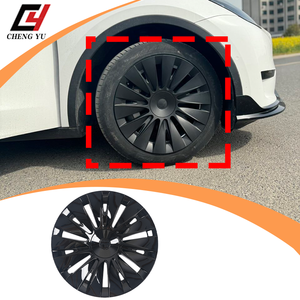Coques de roues Aero pour Tesla <span class=keywords><strong>Model</strong></span> <span class=keywords><strong>Y</strong></span> 2018-2024, 19 pouces, style <span class=keywords><strong>Uberturbine</strong></span>, noir mat brillant, protection de jantes, kit extérieur - Product Image 1