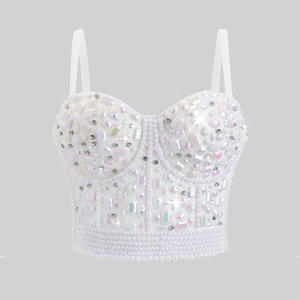 HLC RTS Sparkly Diamond Women Vest <span class=keywords><strong>Lingerie</strong></span> Crystal Bustier Rhinestone Bra Crop Top Party Corset for Nightclub Party Decoration - Product Image 5