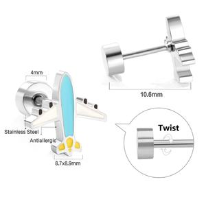 Boucles d'oreilles personnalisées en acier inoxydable plaqué or 14K 18K pour femmes, étanches, bijoux de mode, à clipser, clous mignons pour enfants, boucles d'oreilles à vis - Product Image 5