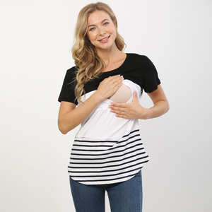 Vente en gros de vêtements d'<span class=keywords><strong>allaitement</strong></span> doux en coton t-<span class=keywords><strong>shirt</strong></span> à manches courtes t-<span class=keywords><strong>shirt</strong></span> d'<span class=keywords><strong>allaitement</strong></span> hauts de maternité chemises d'<span class=keywords><strong>allaitement</strong></span> pour bébé pour le post-partum - Product Image 6