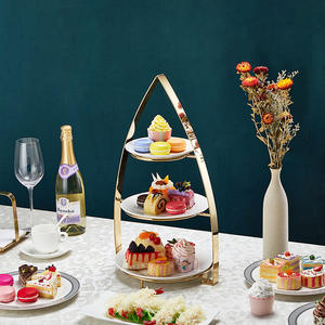 Toptan özel avrupa paslanmaz çelik üç katmanlı tatlı raf High-End levha <span class=keywords><strong>Metal</strong></span> kesme parçaları restoran öğleden sonra çay için - Product Image 3