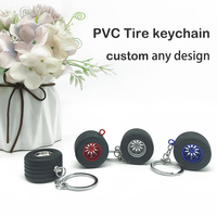 Porte-clés en forme de pneu en PVC souple 3D, personnalisable avec logo, en matériau écologique, idéal comme cadeau, ajustable – Vente chaude