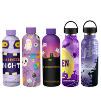 Festival Imprimir Botellas de agua Acero inoxidable Boca ancha Termo aislado al vacío Cantimplora a prueba de fugas Mantener frío 24 horas Caliente 12 horas