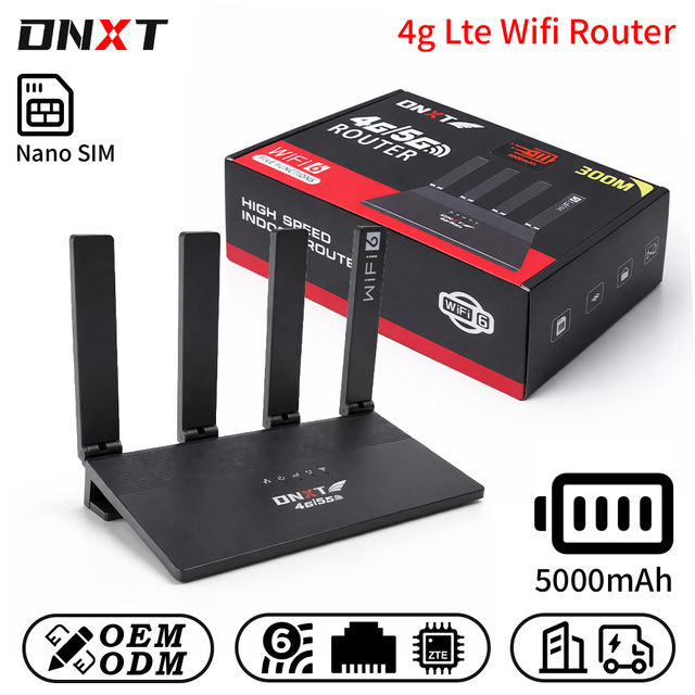 DNXT Wi-fi Modem WiFi6 300Mbps 300mbps Wifi Router 1WAN/4LAN Sim De Wifi Routier 5000mAh AP Routeur 4g Universels Office Use