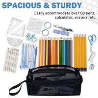 Gelory Noir Grande Capacité Transparent Mesh Zipper Trousse à Crayons Grande Personnalisé Zip Mesh Trousse à Crayons de Maquillage