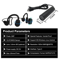 Caméra USB externe OTG Android 1080P UVC MJPEG/YUY2 à fixation auriculaire, type-c, pour casque, caméra type rouge à lèvres