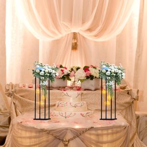 Centros de mesa negros LANJO para bodas, jarrones de columna para mesas, soporte geométrico de metal para flores con portavelas - Product Image 5