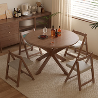 Table à manger ronde en bois massif avec pieds en X, pliable, murale, gain de place, pour restaurant, idéale pour petite cuisine