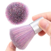 Brosse de nettoyage d'ongles en plastique en forme de corne avec manche en corne, ensemble d'outils pour nail art, brosse à poussière pour ongles en bois