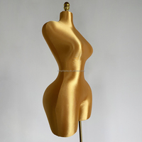 Mannequin ajustable en tissu doré foncé, demi-corps, pour robe brésilienne BBL, grande taille, forte poitrine, fesses généreuses, pour présentation de vêtements féminins sexy