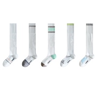 Chaussettes de compression mi-mollet en coton peigné tricoté à une aiguille, motif Cloud Feel Circle, fines, imprimées, pour femme, été, badminton, fitness, course à pied