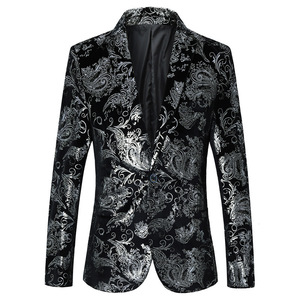 Traje Formal de Negocios <span class=keywords><strong>para</strong></span> Hombre, Traje Floral Dorado, Traje de Maestro de Ceremonias, Traje de Estilista, Traje de Caballero de Club Nocturno, Traje Pequeño <span class=keywords><strong>para</strong></span> Hombre Joven - Product Image 1